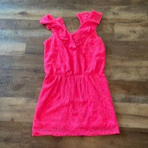 EEUC Alessa Lace Romper- Crab Claw Coral